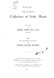 Partition , partie I, pour Complete Collection of Irish Music, Petrie, George