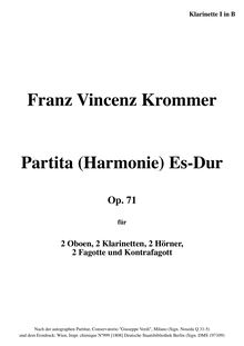 Partition clarinette 1  (en B♭), Harmonie, Partita; Octet-Partita