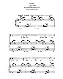 Partition complète (C Major: haut voix et piano), Il pleuvait