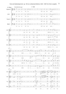 Partition chœur 2 score, Fest- und Gedenksprüche, Brahms, Johannes