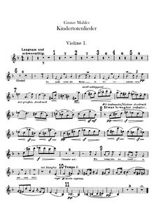 Partition violons I, II, Kindertotenlieder, Songs on the Death of Children