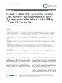 Antitussive effects of the peripherally restricted GABAB receptor agonist lesogaberan in guinea pigs: comparison to baclofen and other GABAB receptor-selective agonists