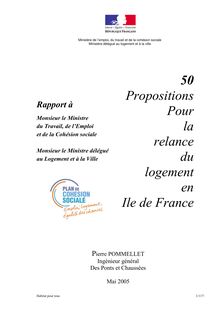 Habitat pour tous en Ile-de-France : 50 propositions pour la relance du logement