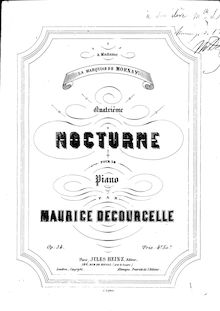 Partition Complete piece, 4e Nocturne, Op.34, D♭ major, Decourcelle, Maurice