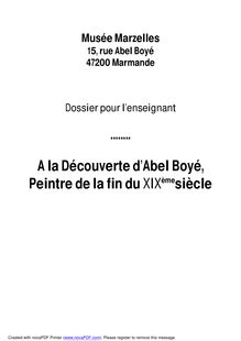 A la Découverte d Abel Boyé, Peintre de la fin du XIXèmesiècle