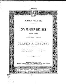 Partition Orchestral score (as I et II), : Trois Gymnopédies, Satie, Erik