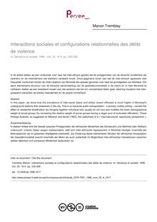 Interactions sociales et configurations relationnelles des délits de violence - article ; n°4 ; vol.20, pg 335-358