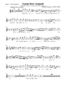 Partition basse 1 enregistrement  (alto notation pour alto enregistrement ), Gaude flore virginali