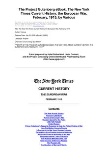 The New York Times Current History: the European War, February, 1915