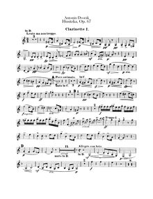 Partition clarinette 1, 2 (B♭, C), Hussite Overture, Husitská, Dvořák, Antonín