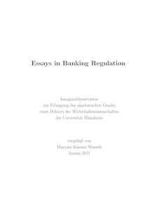 Essays in banking regulation [Elektronische Ressource] / vorgelegt von Maryam Kazemi Manesh