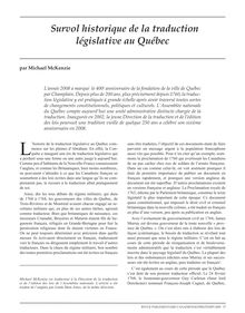 L histoire de la traduction législative au Québec com-