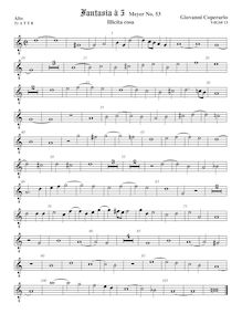Partition ténor viole de gambe 1, octave aigu clef, Fantasia pour 5 violes de gambe, RC 36