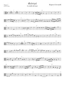 Partition ténor viole de gambe 1, alto clef, Le ninfe del mar, Giovannelli, Ruggiero