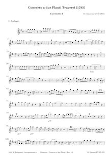 Partition clarinette 1 (en C, aigu et ténor clefs), Concerto pour 2 flûte G dur