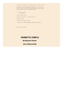 Henrietta Temple - A Love Story