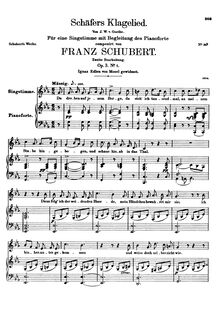 Partition 2nd version, published as Op.3 No.1, Schäfers Klagelied, D.121 (Op.3 No.1)
