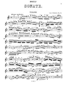 Partition de violon, violon Sonata, Op.14, Sonate for Violin and Pianoforte