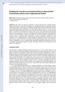 [hal-00197323, v1] Bridging the Gap Between Empirical Data on Open -Ended Tutorial Interactions and 