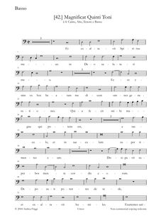 Partition basse, Magnificat Quinti Toni à , Canto, Alto, ténor e Basso