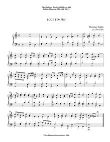 Partition 100. Ecce tempus, pour Mulliner Book, Keyboard: organ or harpsichord