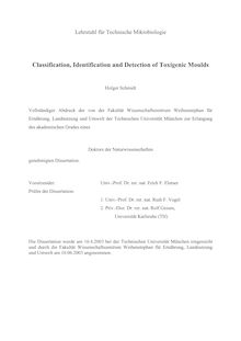 Classification, identification and detection of toxigenic moulds [Elektronische Ressource] / Holger Schmidt