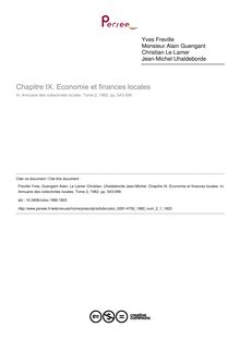 Chapitre IX. Economie et finances locales - article ; n°1 ; vol.2, pg 543-599
