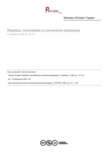 Réalistes, nominalistes et conventions statistiques - article ; n°1 ; vol.9, pg 114-119