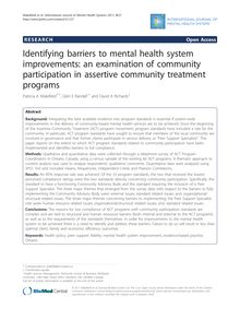Identifying barriers to mental health system improvements: an examination of community participation in assertive community treatment programs