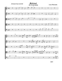 Partition , Et ella ancide - partition complète - transposed (Tr Tr T T B), madrigaux pour 5 voix