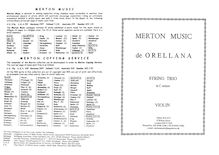 Partition parties complètes, corde Trio, C minor, Orellana, Ignatius de