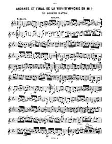 Partition de violon, Symphony No.103, Drum Roll, E♭ Major