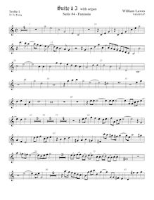 Partition viole de gambe aigue 1,  No.4 pour 3 violes de gambe et orgue par William Lawes