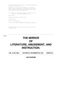 The Mirror of Literature, Amusement, and Instruction - Volume 10, No. 290, December 29, 1827