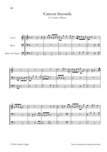 Partition complète, Canzon Seconda à , Canto e Basso, Frescobaldi, Girolamo