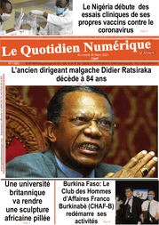 Quotidien Numérique D’Afrique N°1579 - Du Jeudi 18 Mars 2021