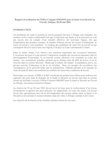 Rapport de la Réunion de l Effort Conjoint OMS/OIT pour la Santé ...