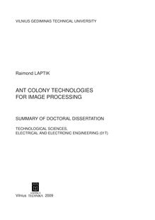 Ant colony technologies for image processing ; Skruzdžių kolonijų technologijos vaizdams apdoroti