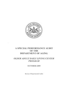 A Special Performance Audit of the Department of Aging - Older Adult  Daily Living Center Program - 