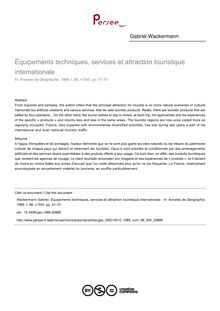 Équipements techniques, services et attraction touristique internationale  - article ; n°545 ; vol.98, pg 51-70