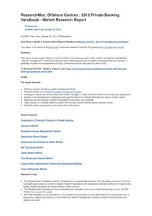 ResearchMoz: Offshore Centres : 2012 Private Banking Handbook - Market Research Report