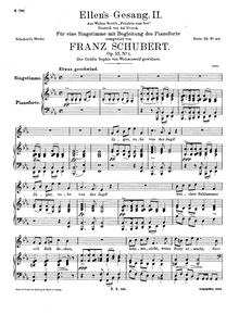 Partition complète, Ellens Gesang (II), D.838 (Op.52 No.2), Ellen’s Song (II) par Franz Schubert