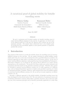 A variational proof of global stability for bistable travelling waves