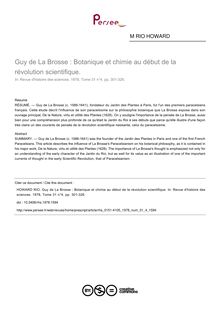 Guy de La Brosse : Botanique et chimie au début de la révolution scientifique. - article ; n°4 ; vol.31, pg 301-326