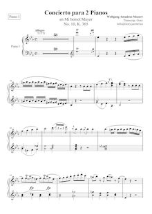 Partition Piano 1, Piano Concerto No.10, Concerto for Two Pianos