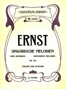 Partition couverture couleur, Airs Hongrois Variés, Ernst, Heinrich Wilhelm par Heinrich Wilhelm Ernst