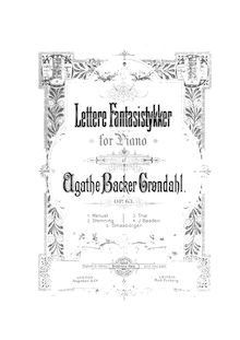 Partition complète, 5 Piano pièces, Op.63, Backer-Grøndahl, Agathe