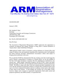 ARM comment Re NASD Rule 3010 g  2 