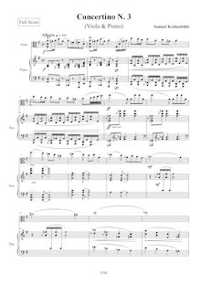 Partition de piano, Concertino No.3 pour viole de gambe et Piano