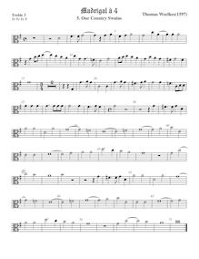 Partition viole de gambe aigue 3, alto clef, First set of madrigaux par Thomas Weelkes